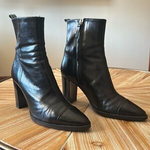 ZARA Ankle Leather Heeled Boots